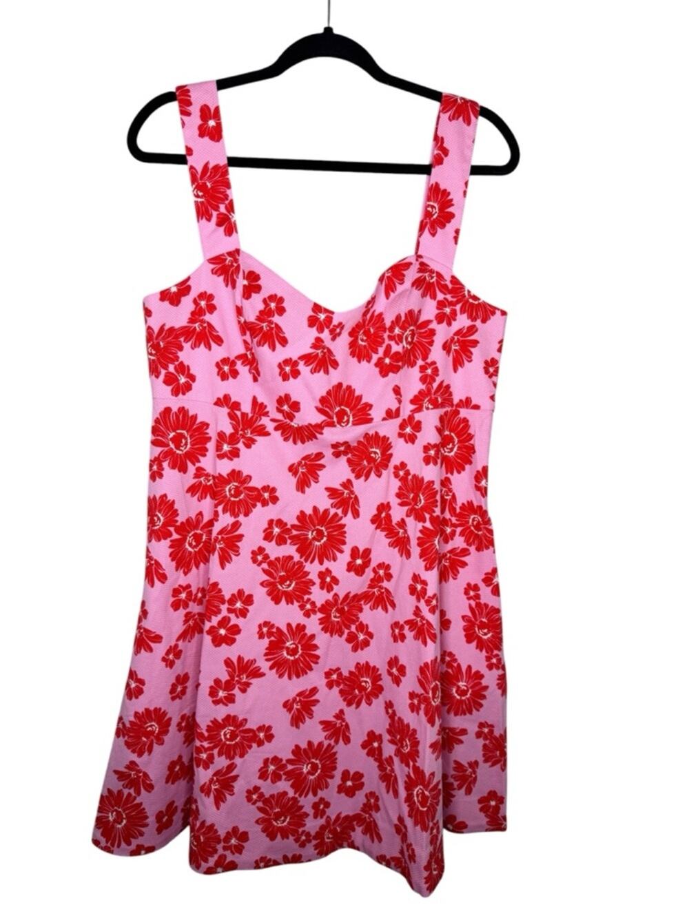DRAPER JAMES / Henrietta Mini Dress pink red floral sleeveless pockets / 14